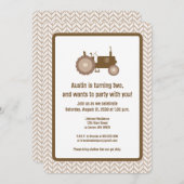 Einladung eines braunen Traktors (Vorne/Hinten)