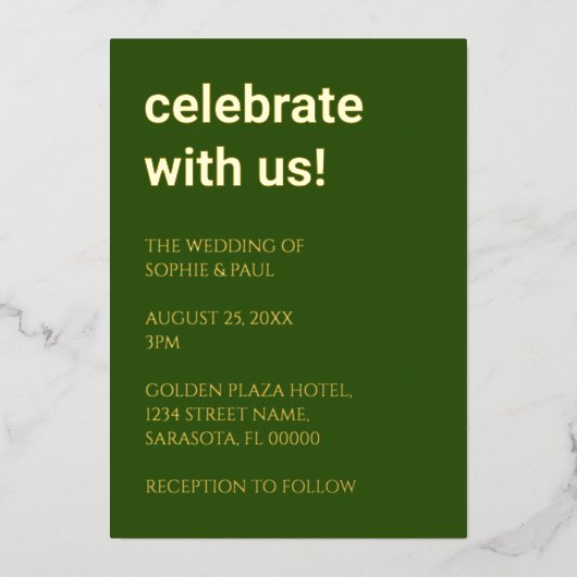 Einladung eines einfachen Waldgrünwald-Hochzeitsfo (Vorderseite)