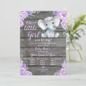 Einladung eines Elefanten, rustikal, lila (Stehend Vorderseite)