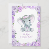 Einladung eines Elefanten, rustikal, lila (Rückseite)