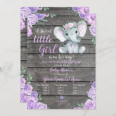 Einladung eines Elefanten, rustikal, lila (Vorne/Hinten)