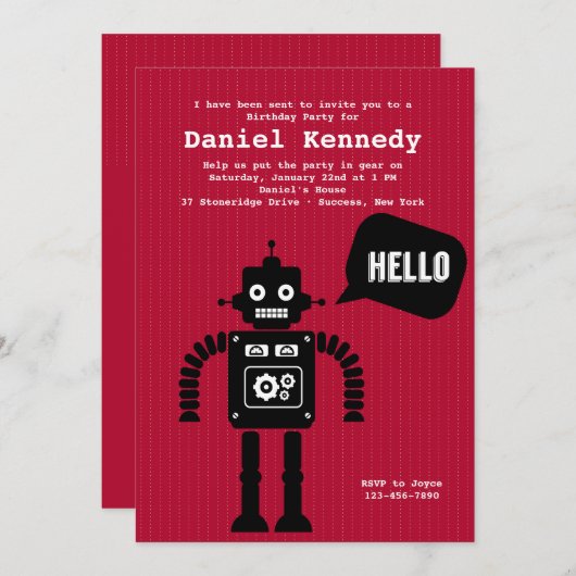 Einladung eines freundlichen Roboters (Vorne/Hinten)