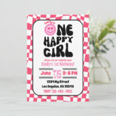 Einladung eines glücklichen Mädchens zum Geburtsta (Stehend Vorderseite)