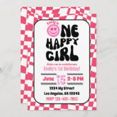 Einladung eines glücklichen Mädchens zum Geburtsta (Vorne/Hinten)