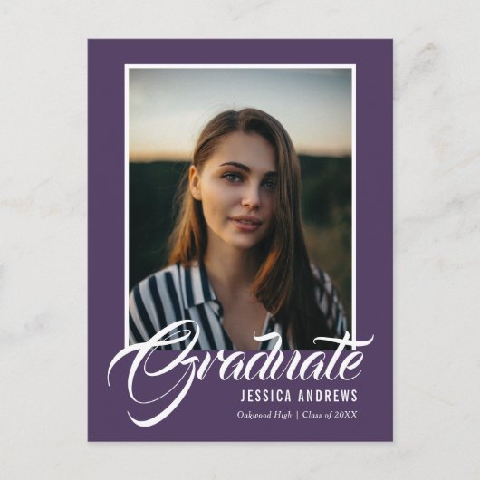 Einladung eines Graduate Modern Editable Foto Mauv (Vorderseite)