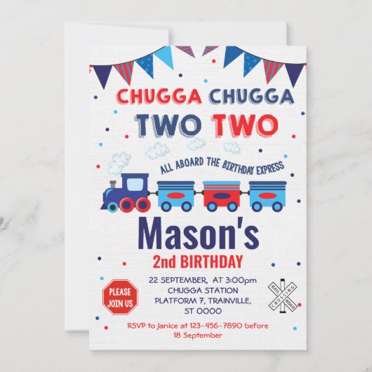 Einladung eines Jungen, 2. Geburtstag (Vorderseite)