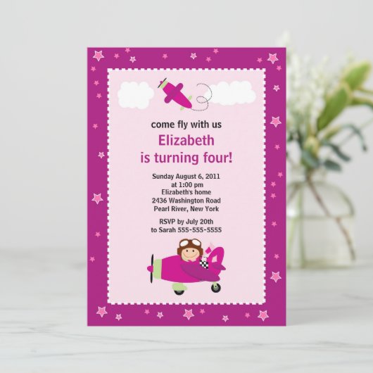 Einladung eines kleinen Piloten zum Geburtstag (Stehend Vorderseite)