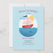 Einladung eines kleinen Red Sailboat (Vorderseite)