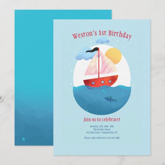 Einladung eines kleinen Red Sailboat (Vorne/Hinten)