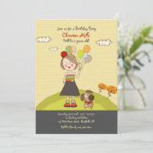 Einladung eines Mädchens mit Ballons (Stehend Vorderseite)