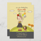 Einladung eines Mädchens mit Ballons (Vorne/Hinten)