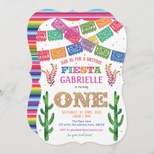 Einladung eines Mädchens zum ersten Geburtstag, me (Vorne/Hinten)