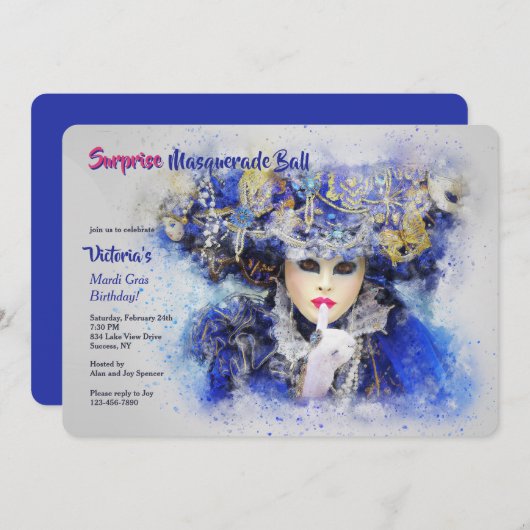 Einladung eines Maskenzeichens (Vorne/Hinten)