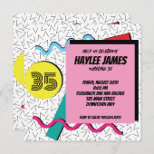 Einladung eines modernen Retro-Memphis-Musters der (Vorne/Hinten)