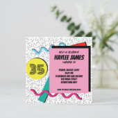 Einladung eines modernen Retro-Memphis-Musters der (Stehend Vorderseite)