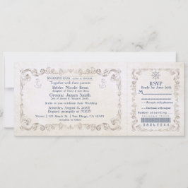 Einladung eines Nautical Wedding Vintag Cruise Tic