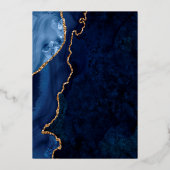 Einladung eines Navy Blue and Gold Agate Wedding F (Rückseite)