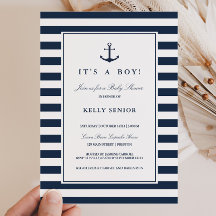 Einladung eines Navy Nautical Baby Shower Baby Boy