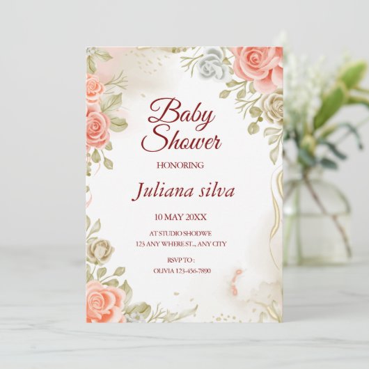 Einladung eines neutralen Babyduschers für das Blu (Stehend Vorderseite)