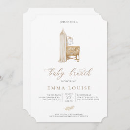 Einladung eines neutralen Boho Babybrunch