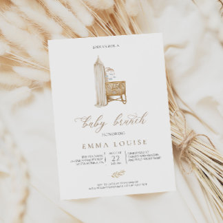 Einladung eines neutralen Boho Babybrunch