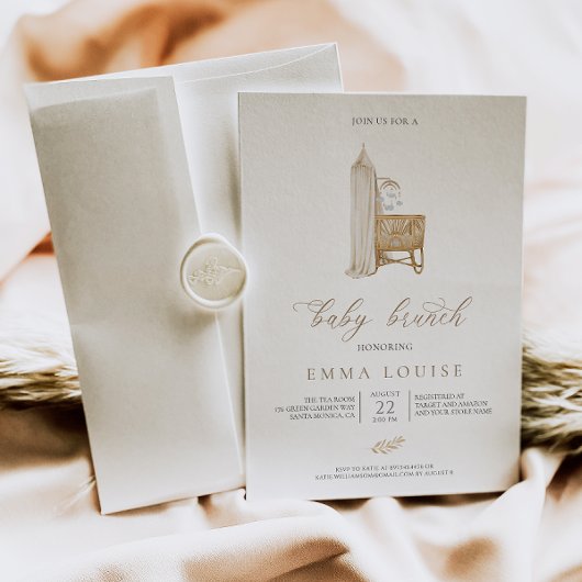 Einladung eines neutralen Boho Babybrunch