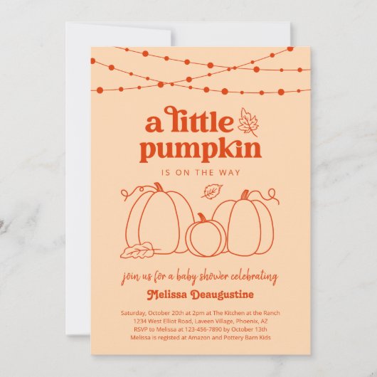 Einladung eines neutralen Pumpkin-Baby-Duschens (Vorderseite)