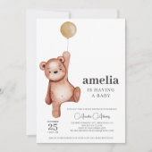 Einladung eines neutralen Teddy Bear Babyduschers (Vorderseite)