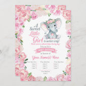 Einladung eines Niedlichen Elefanten, Blumenkarte (Vorne/Hinten)