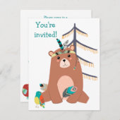 Einladung eines niedlichen Stammbären zum Geburtst (Vorne/Hinten)