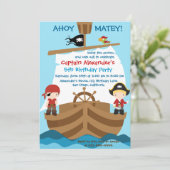 Einladung eines Piratenschiffs zum Geburtstag (Stehend Vorderseite)