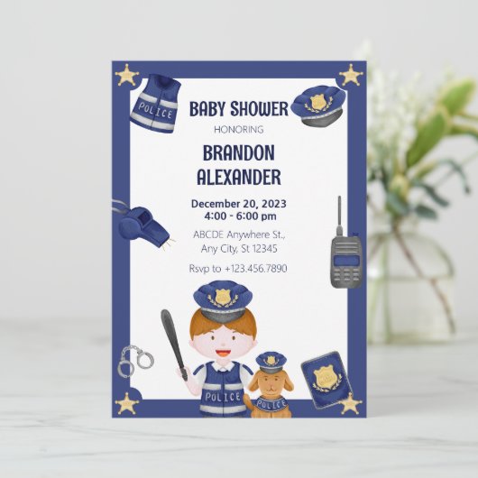 Einladung eines Polizeijungen Babys (Stehend Vorderseite)