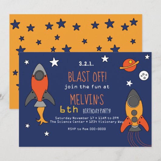 Einladung eines Raketenschiffs zum Geburtstag (Vorne/Hinten)
