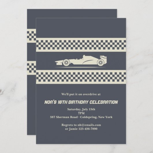 Einladung eines Rennwagens (Vorne/Hinten)