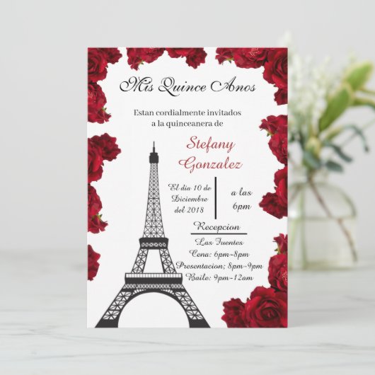 Einladung eines schönen Eiffelturms (Stehend Vorderseite)