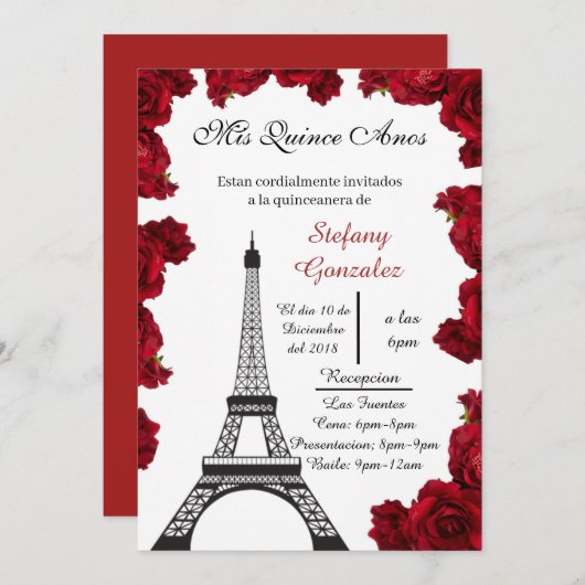 Einladung eines schönen Eiffelturms (Vorne/Hinten)