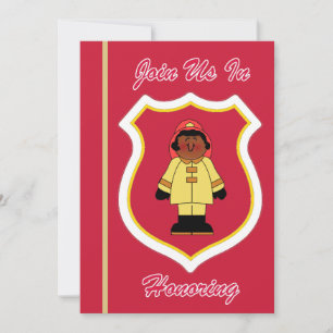 Einladung eines schwarzen Feuerwehrmanns zum Ruhes