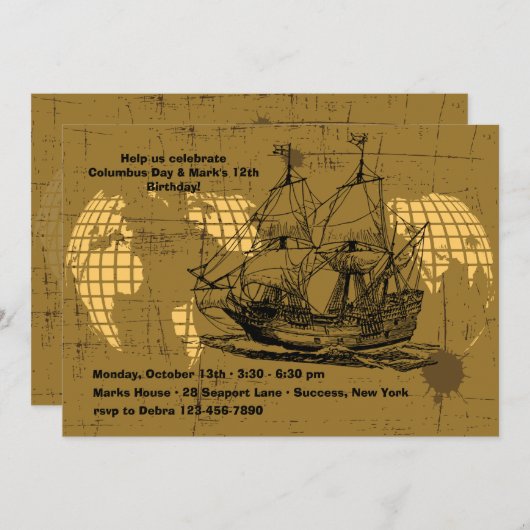 Einladung eines Segelschiffes (Vorne/Hinten)