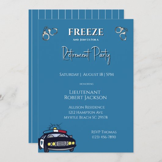 Einladung eines sonnigen Polizeibeamten zur Einste (Vorne/Hinten)