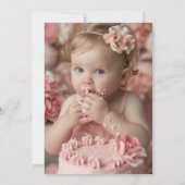 Einladung eines süßen Keks Mädchen zum ersten Gebu (Rückseite)