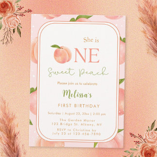 Einladung eines Sweet Peach 1. Geburtstag