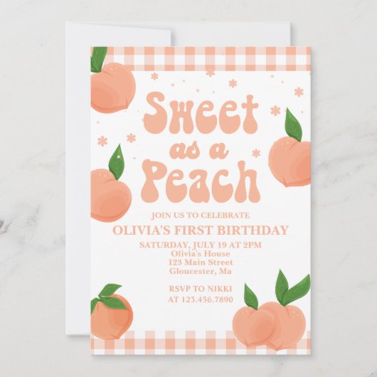 Einladung eines Sweet Peach zum Geburtstag (Vorderseite)