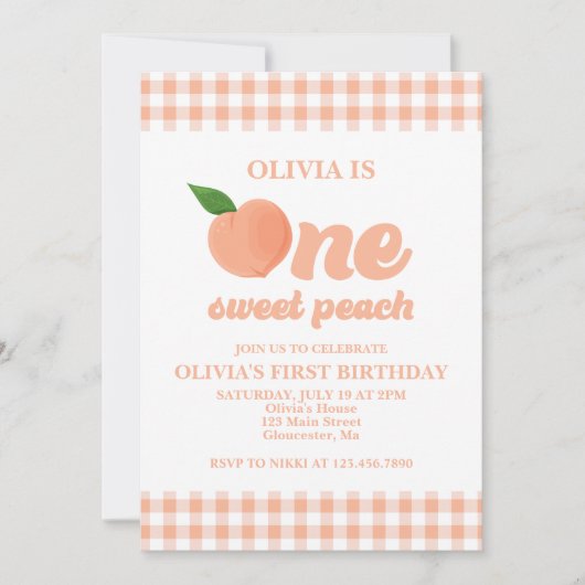 Einladung eines Sweet Peach zum Geburtstag (Vorderseite)