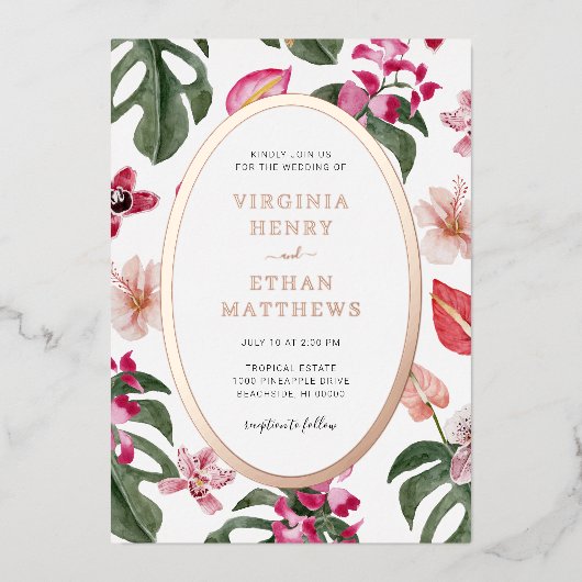 Einladung eines tropischen Blumenwalds (Vorderseite)