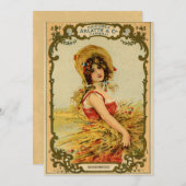 Einladung eines Vintagen Harvest Girl (Vorne/Hinten)