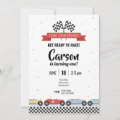 Einladung eines Vintagen Rennwagens zum Geburtstag (Vorderseite)