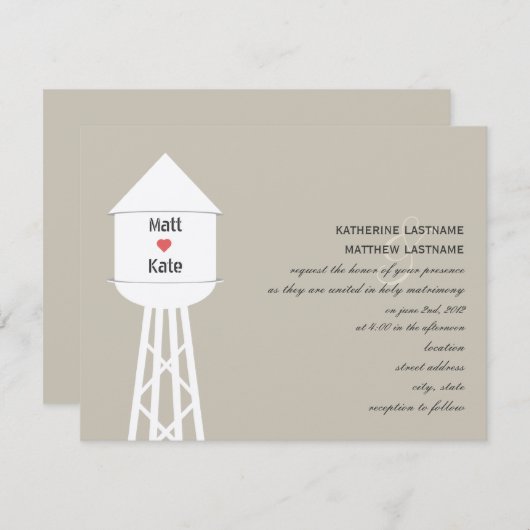 Einladung eines Wasserturms (Vorne/Hinten)