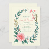 Einladung eines zarten Blumenkranzes (Vorne/Hinten)