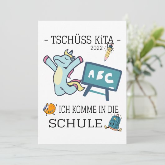 Einladung Einschulung Einhorn  (Stehend Vorderseite)