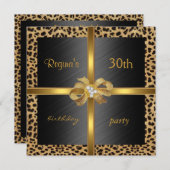 Einladung Elegant 30. Geburtstag Leopard Gold (Vorne/Hinten)